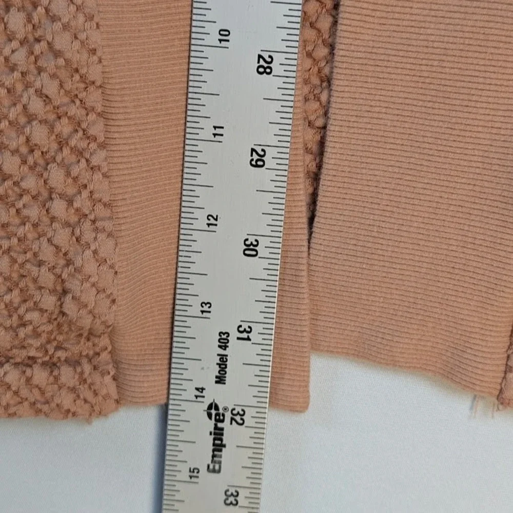 C.M.C Open Cardigan Women M Taupe‎ Lagenlook Boho Chic Smocked Waffle Cozy USA